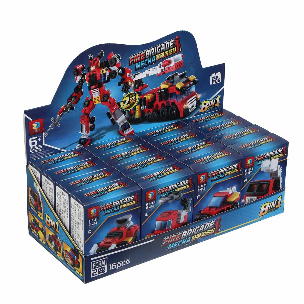 ИГРОЛЕНД Конструктор "Пожарная бригада" 8 в 1, 8х3,5х11 см, ABS, арт.№ 265-672