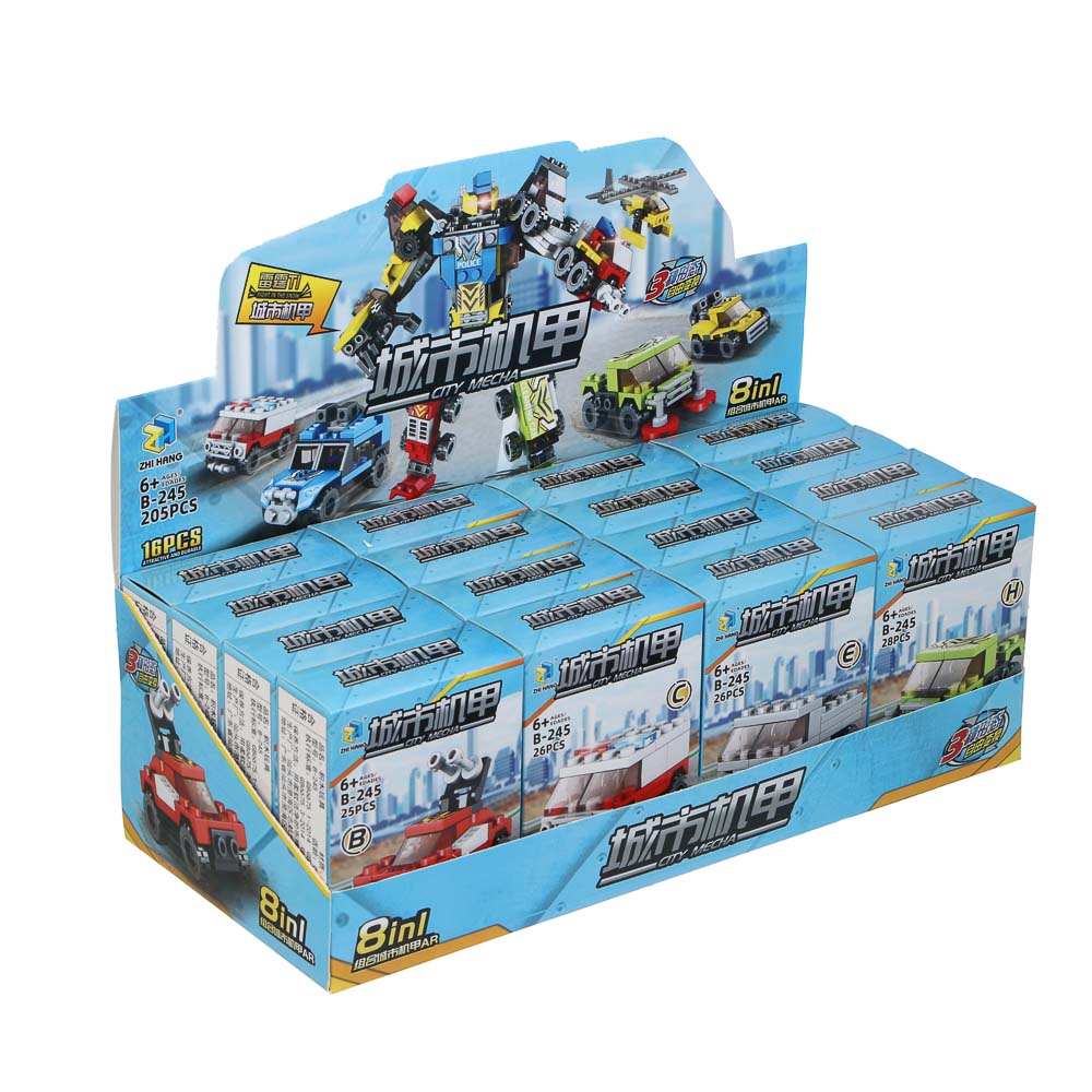 ИГРОЛЕНД Конструктор "Городские машинки" 8 в 1, 8х3,5х11 см, ABS, арт.№ 265-674