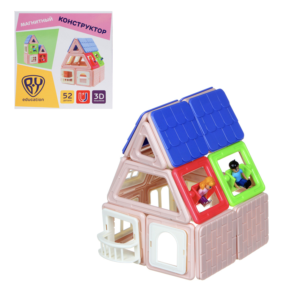 BY Education Конструктор магнитный "Загородный дом", 52 деталей, ABS, 23х23х7см, арт.№ 859-067