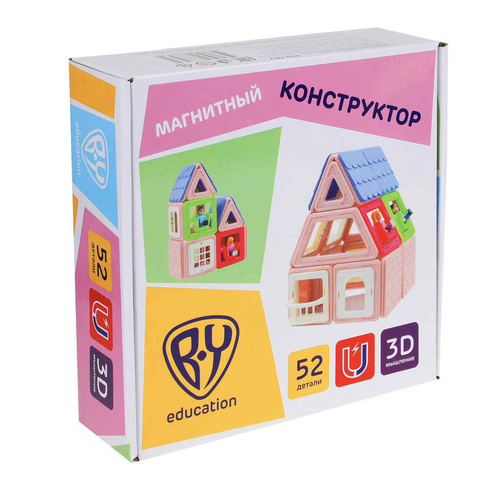 BY Education Конструктор магнитный "Загородный дом", 52 деталей, ABS, 23х23х7см, арт.№ 859-067