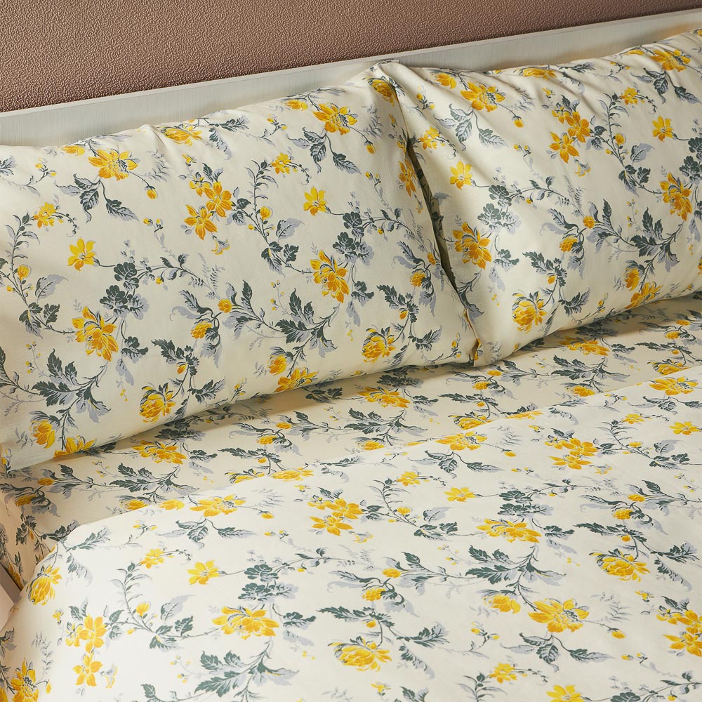 PROVANCE Комплект постельного белья евро (3 предмета), бязь, 100% хлопок, белый / цветы, арт.№ 421-299