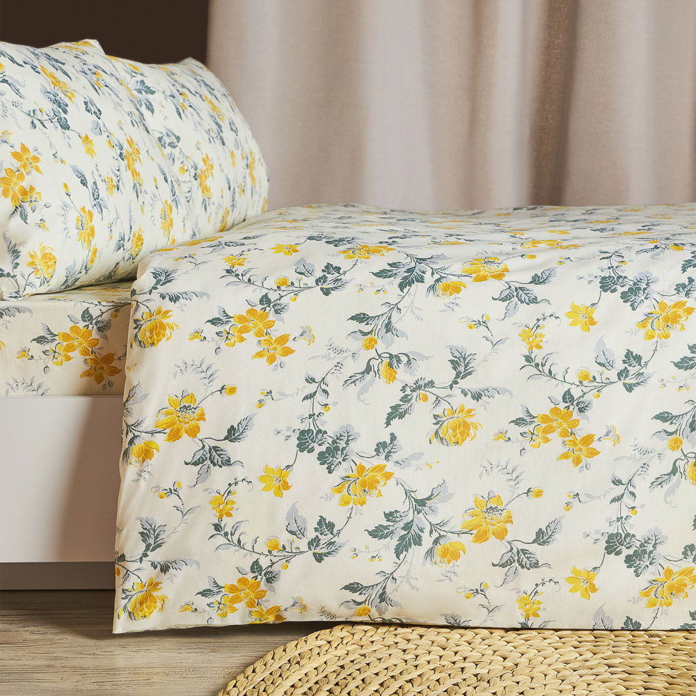 PROVANCE Комплект постельного белья евро (3 предмета), бязь, 100% хлопок, белый / цветы, арт.№ 421-299