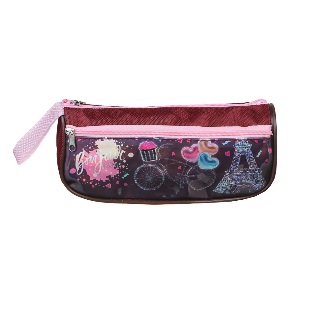 Френч Новел Пенал мягкий треугольный, 20х6х8см,ПЭ,1 карман вставка из голографич.иск.кожи с печатью, арт.№ 238-239