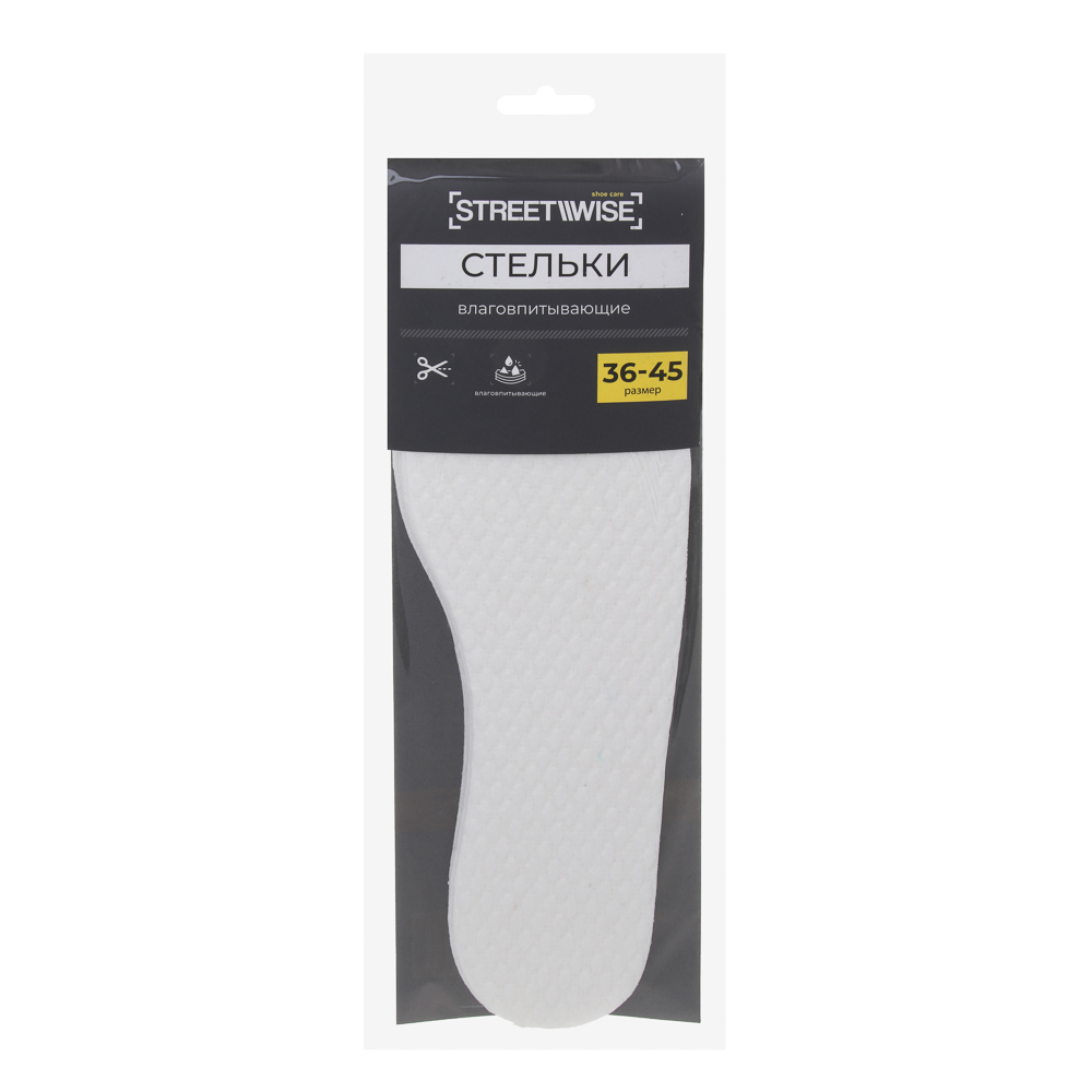 Стельки универсальные тм STREETWISE, 4 пары, влаговпит., древес. бумага, р.36-45, 26,7х8,9см, белые, арт.№ 459-289