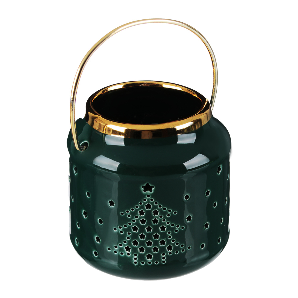 MILLIMI Подсвечник 9,5х9,5х9,5см, керамика, зелёный, арт.№ 820-464