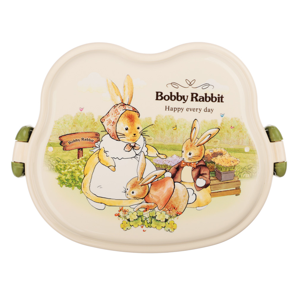 Ланчбокс квадратный "Зайчата", тарелка, ложка-вилка, 16,5х12см, полипропилен, арт.№ 829-143