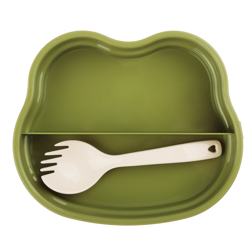 Ланчбокс квадратный "Зайчата", тарелка, ложка-вилка, 16,5х12см, полипропилен, арт.№ 829-143