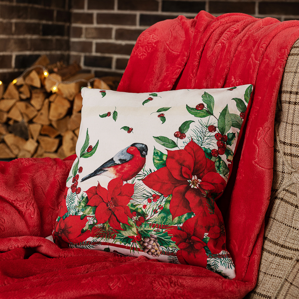 PROVANCE Винтер Чехол для подушки 40х40см, 100% хлопок, красный, арт.№ 492-170