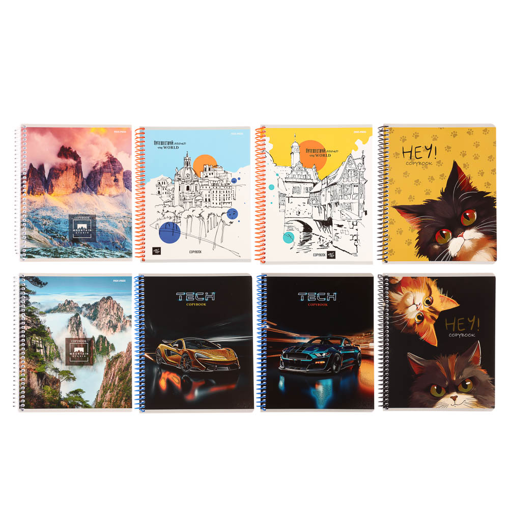 Тетрадь 96 л., А5, в клетку, БЕЛЫЕ ЛИСТЫ, обл.мел. картон, спираль, микс, арт.№ 578-180