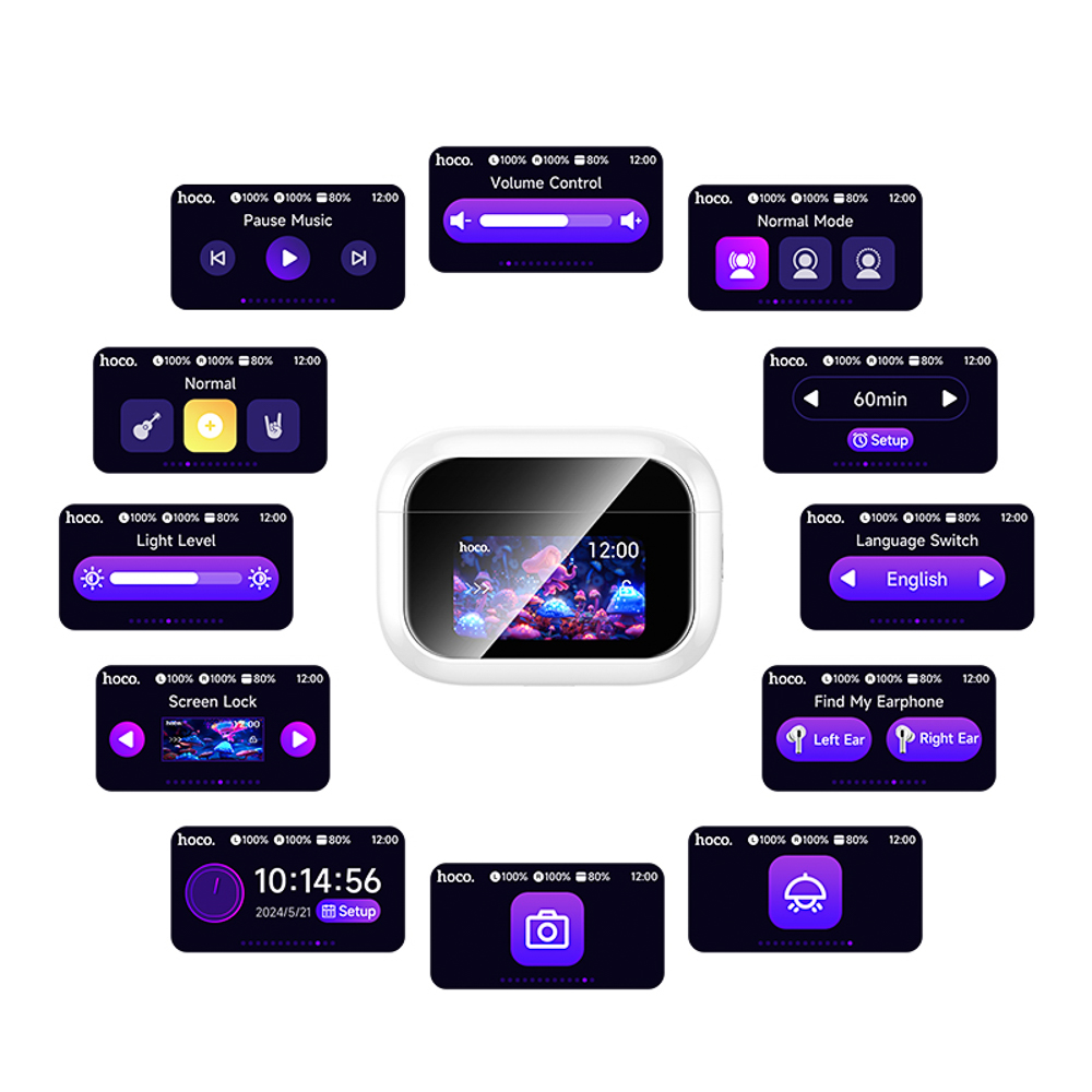 Наушники беспроводные TWS hoco. модель EW79, внутриканальные, дисплей, акт. шумопод., цвет: белый, арт.№ 410-009