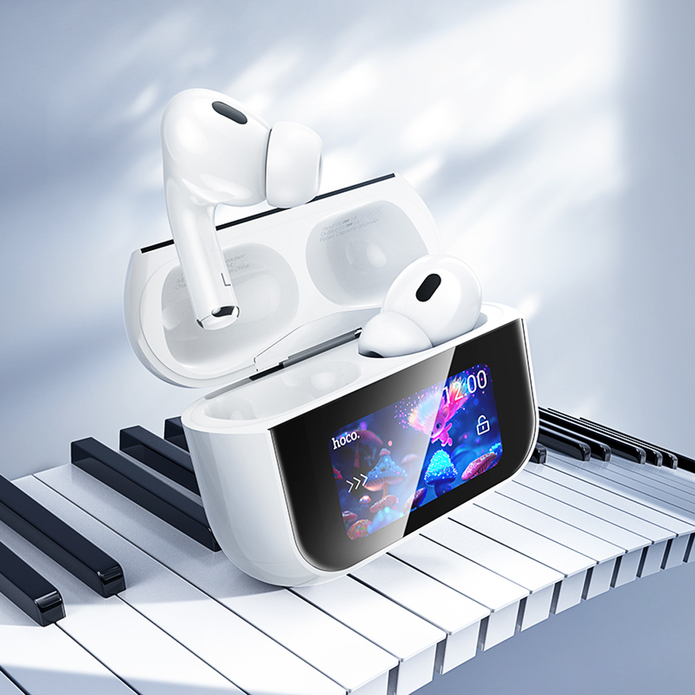 Наушники беспроводные TWS hoco. модель EW79, внутриканальные, дисплей, акт. шумопод., цвет: белый, арт.№ 410-009