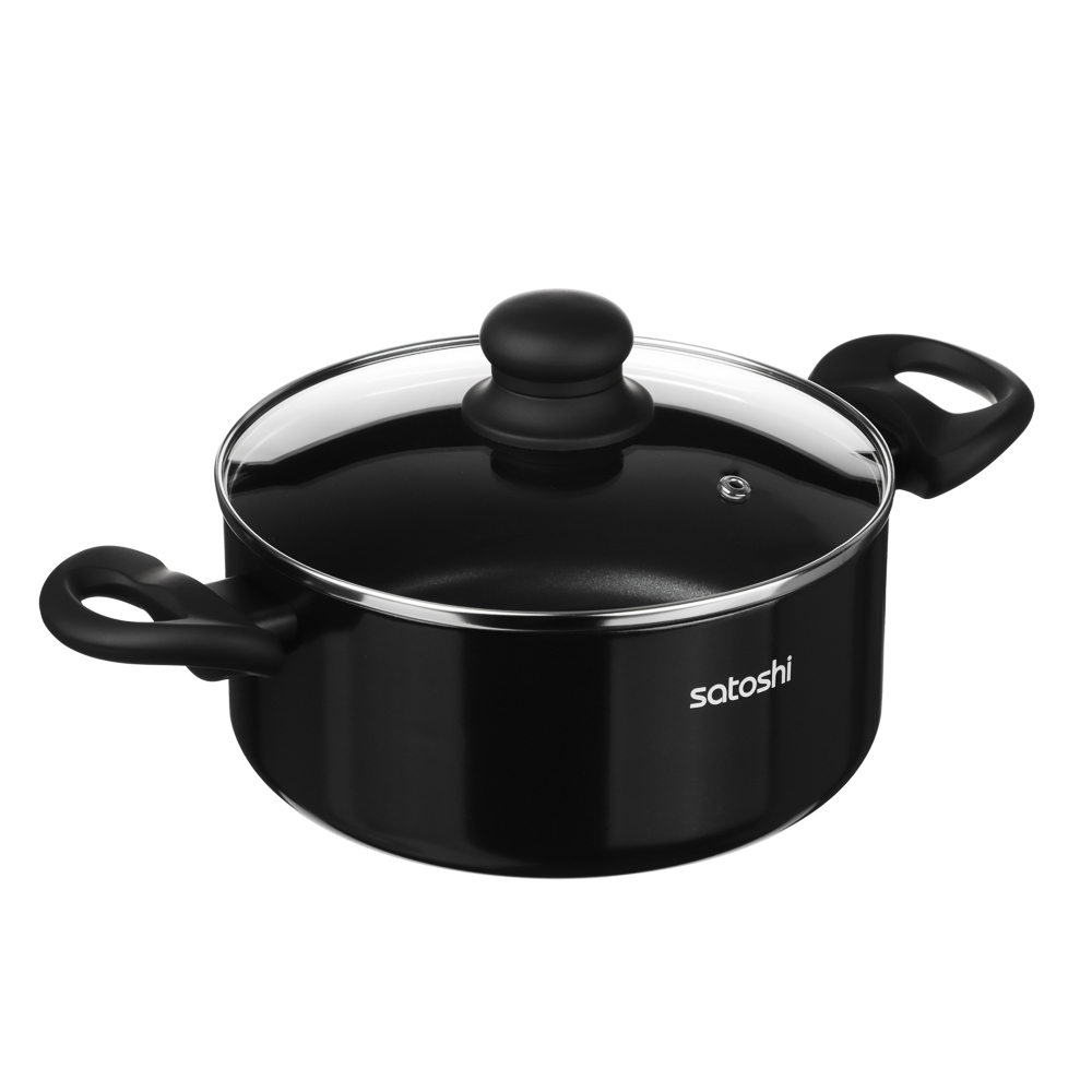 Набор посуды 11 предметов SATOSHI Графит, кастрюли 20 см, 24 см, 28 см (2,8 л, 4,6 л, 7 л), ковш 16 см (1,6 л), сковороды 24 см, 28 см, индукция, арт.№ 846-748