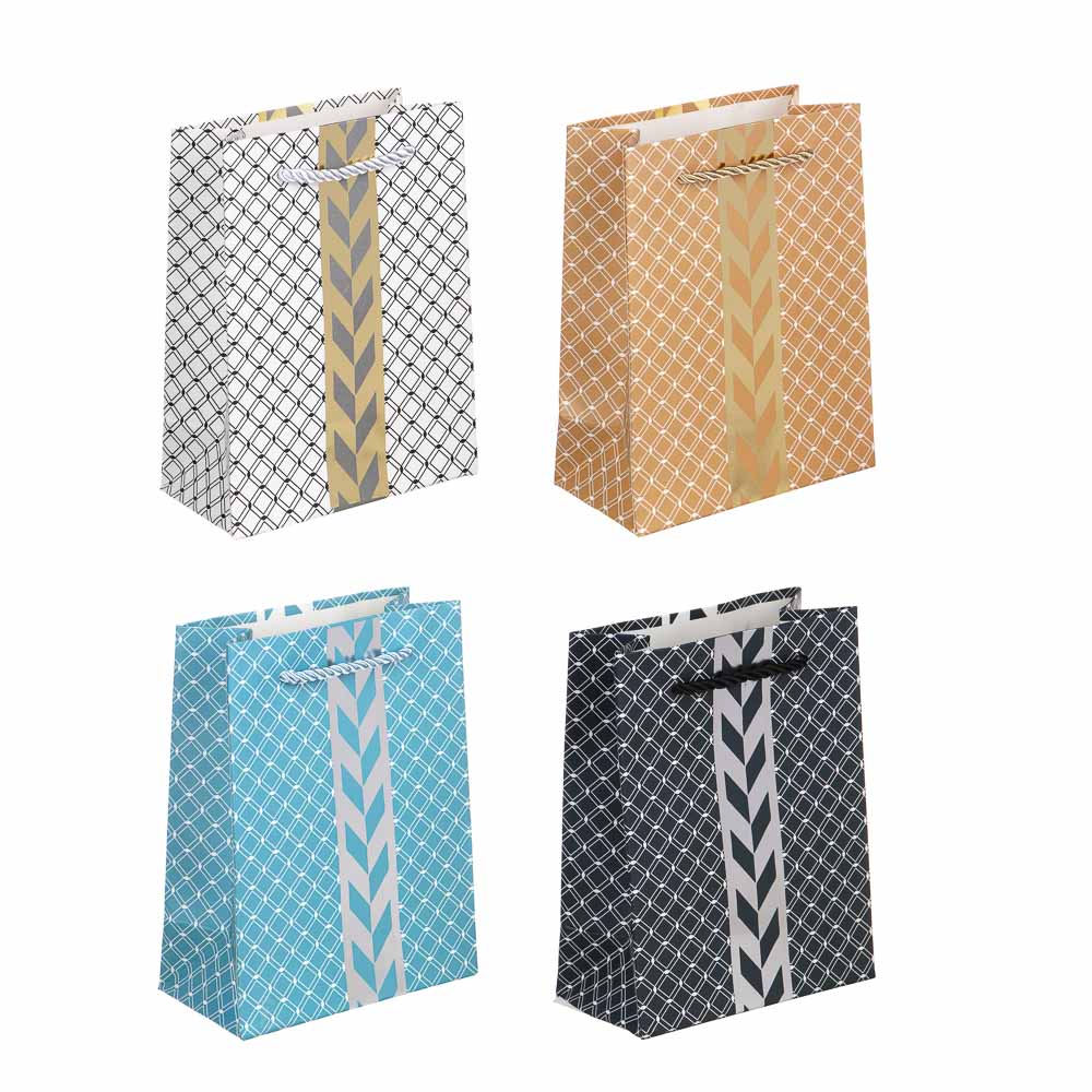 Пакет подарочный тм LADECOR, вскч бум., с фольг.слоем, S 12x16x6,5 см, 4 цвета, арт.№ 507-254