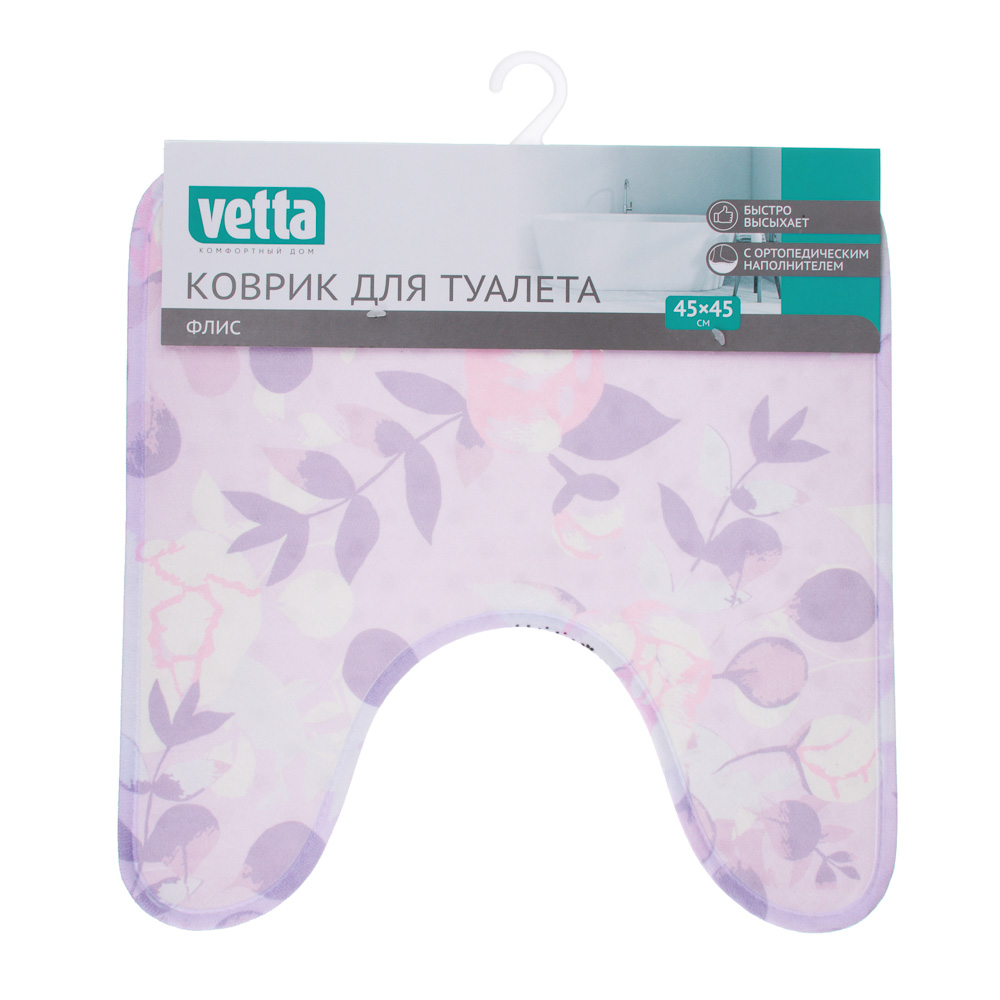 VETTA Коврик для туалета, флис, губка 0,5см, 45x45см, 3 дизайна, арт.№ 462-693