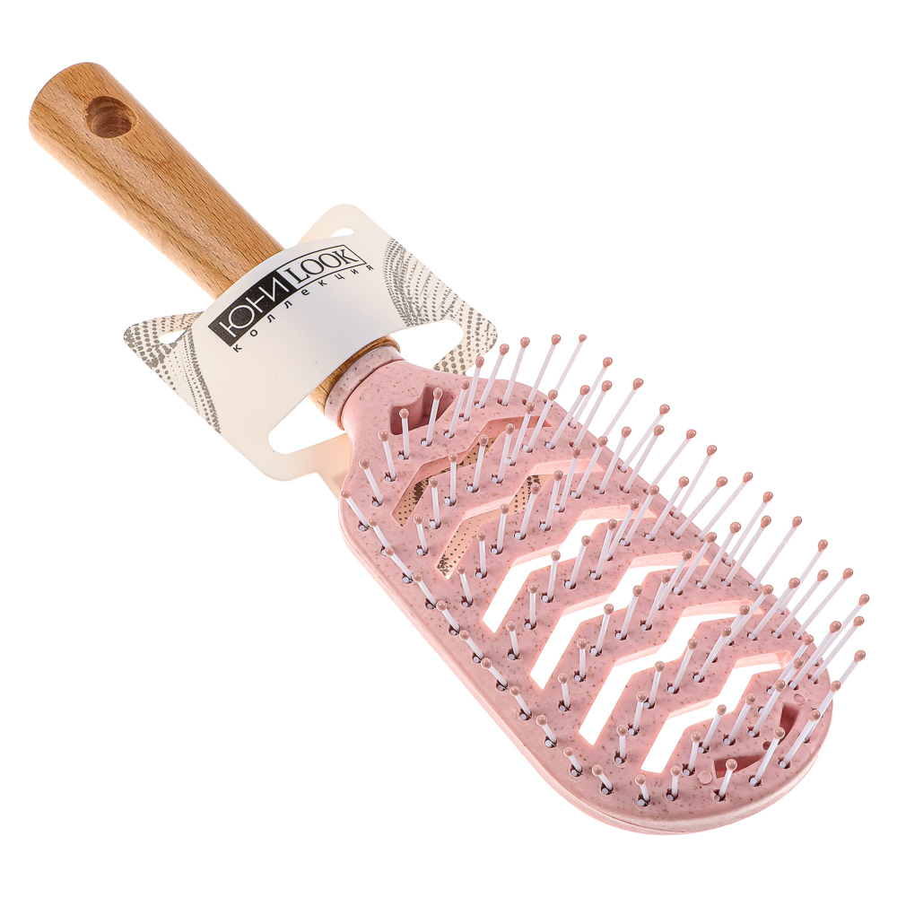 ЮНИLOOK Расческа массажная Эко, дерево, нейлон, 23х6,5 см, 2 цвета, арт.№ 319-172