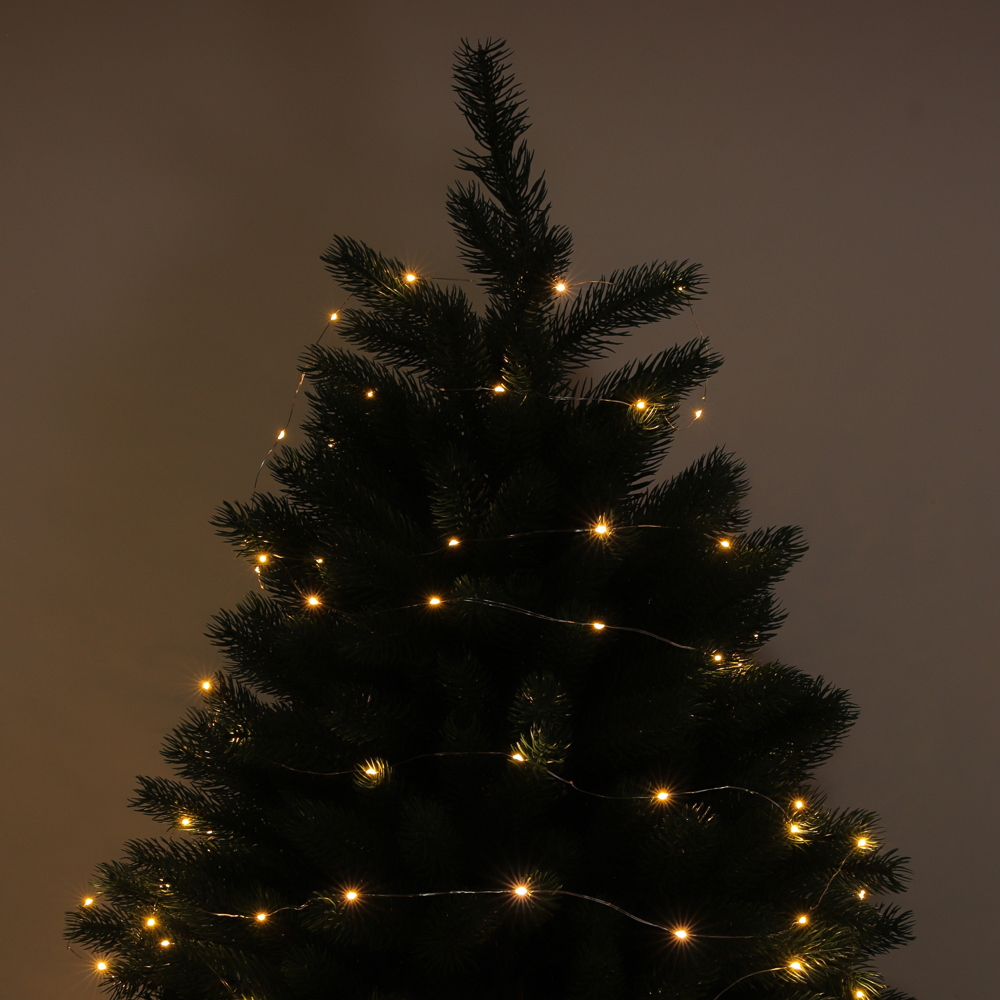 Гирлянда нить росы 10 м СНОУ БУМ, 100 LED ламп, свечение шампань, 8 режимов, проволока серебряный цвет, 3хАА, арт.№ 384-338