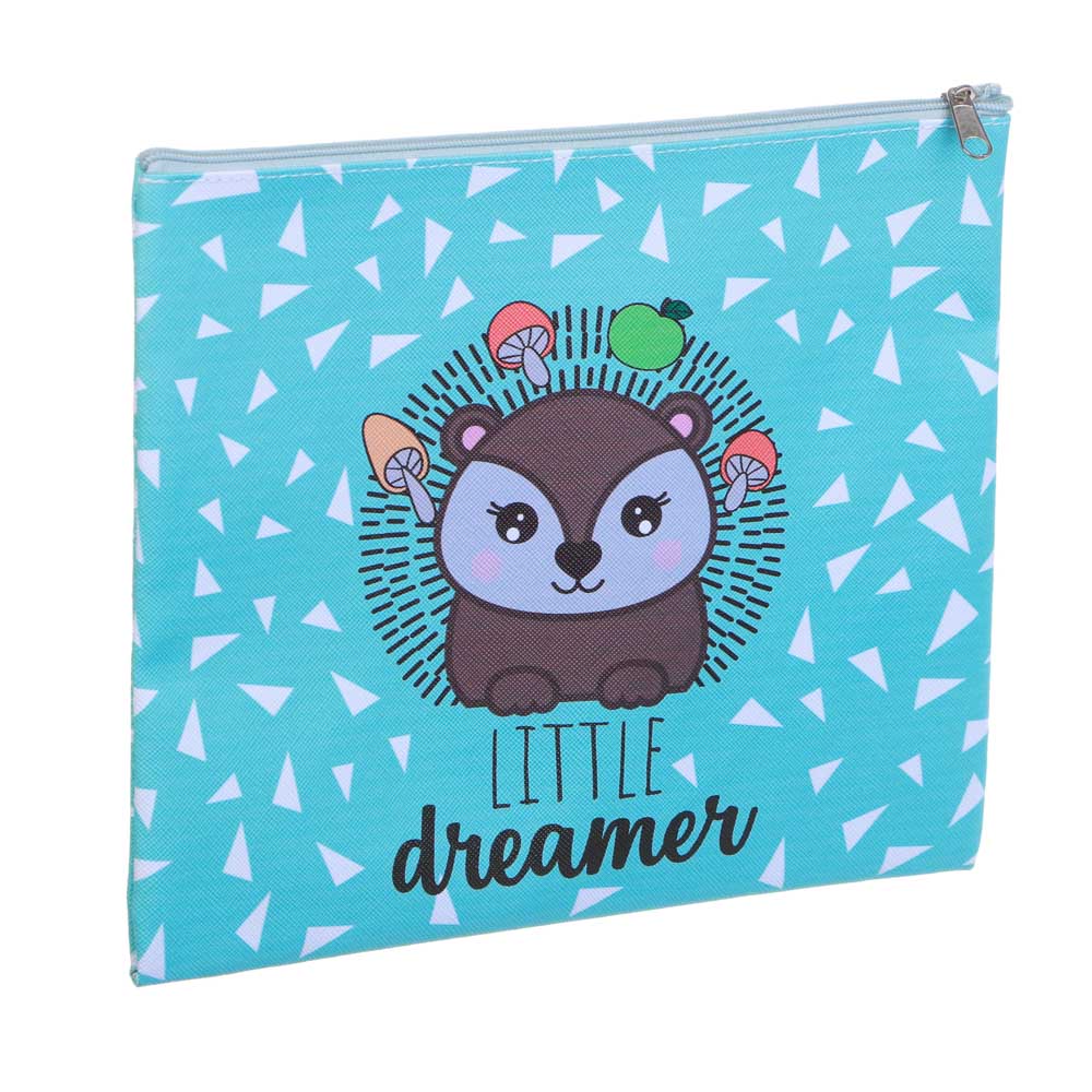 ЕЖИК Папка для тетрадей 24x20см, для A5, молния сверху, искусственная кожа с печатью, арт.№ 236-098