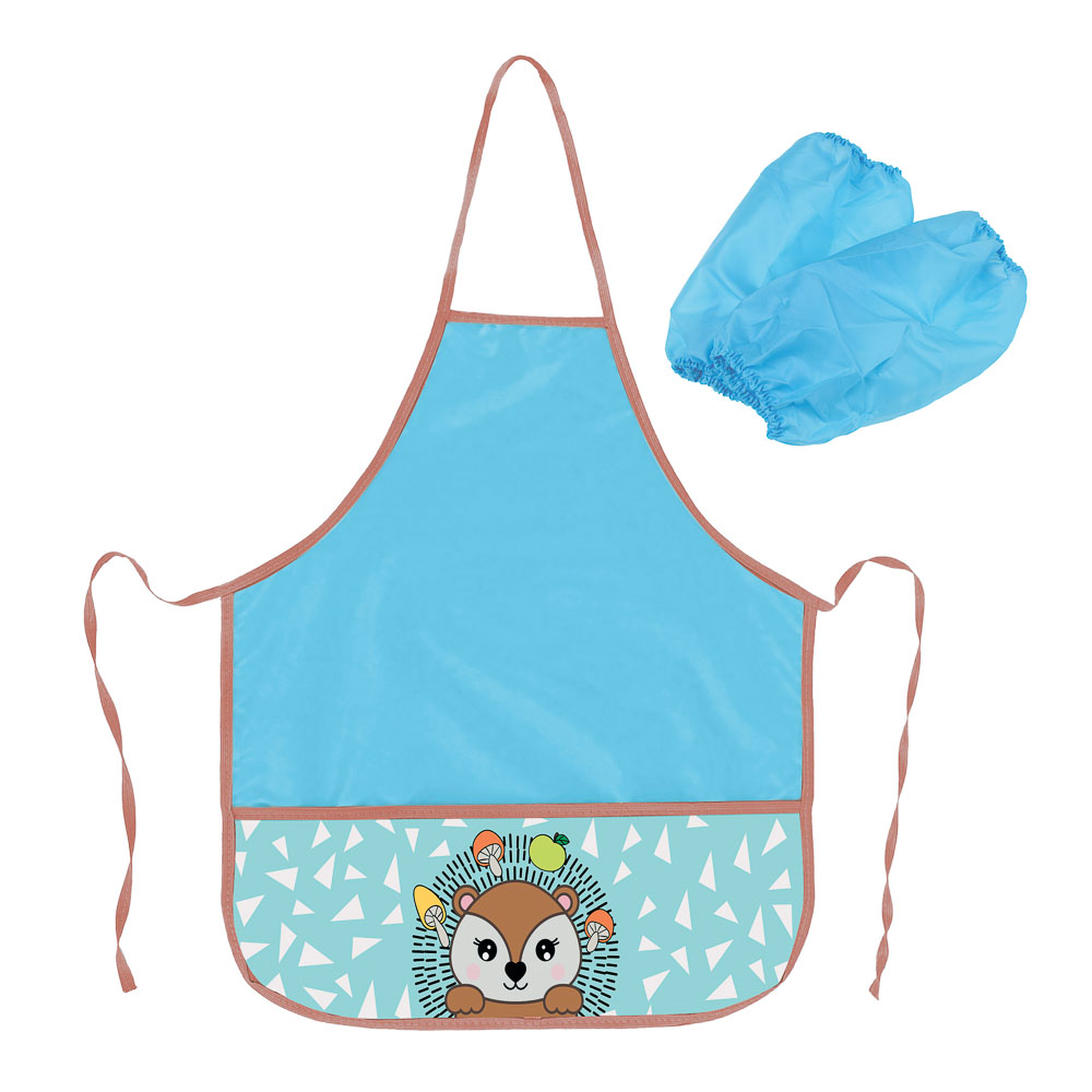 ЕЖИК Фартук для труда на завязках, 45х54см, улучшенный полиэстер, 2 кармана, с нарукавниками, арт.№ 233-109