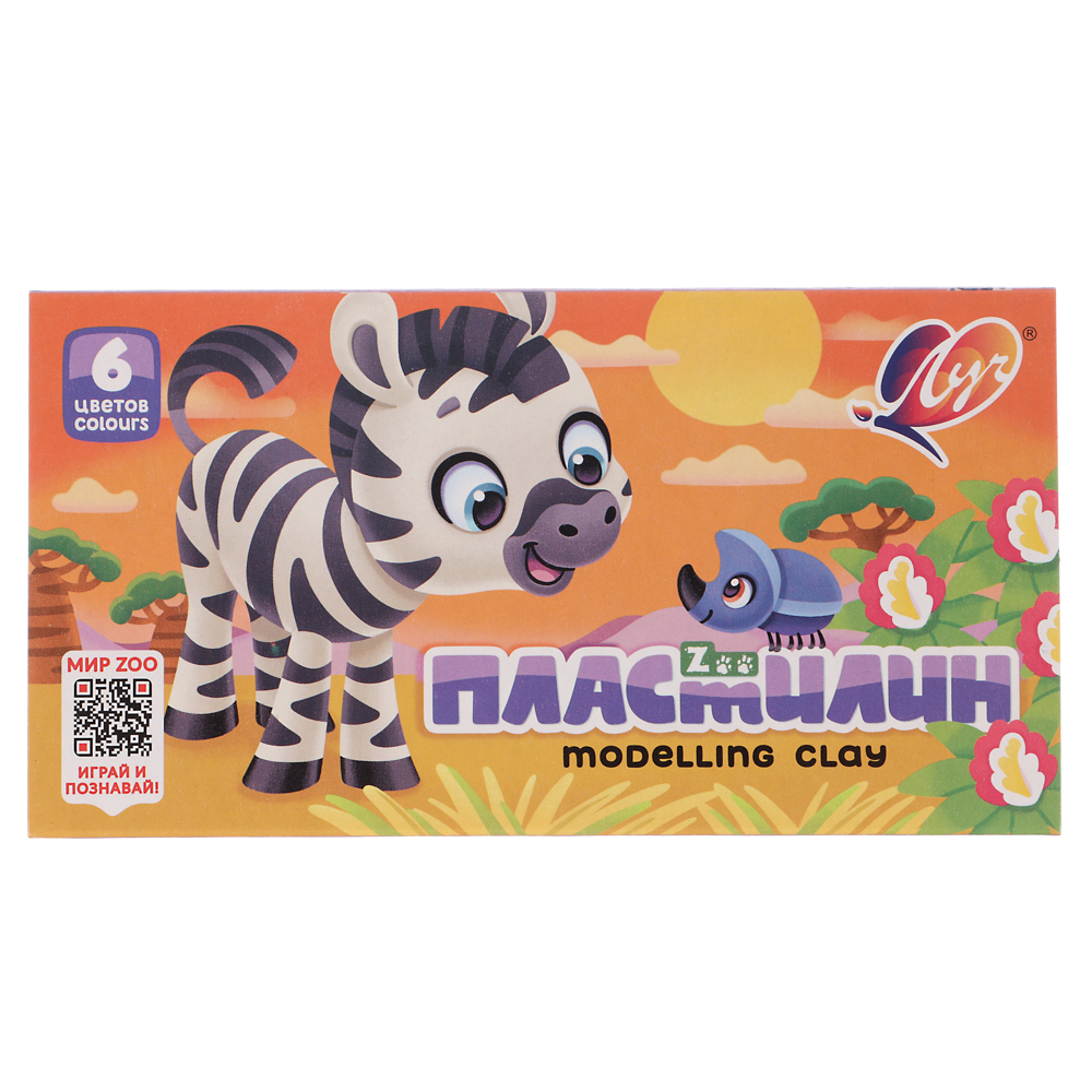 Пластилин "ZOO" 6 цветов (15 г брус.), арт.№ 239-100
