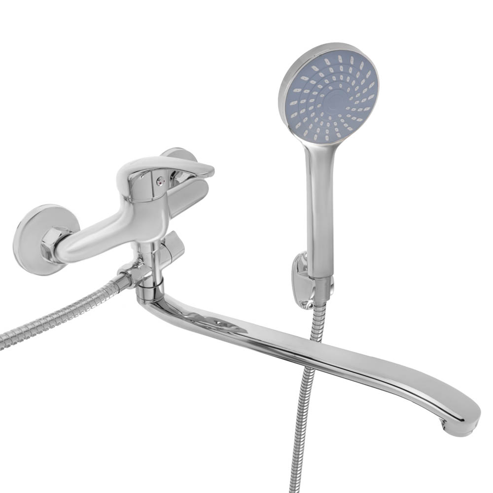 СоюзКран Смеситель для ванны с душем, плоский излив 35см, кер. картридж 35мм, хром, цинк, SK09-I102, арт.№ 567-020