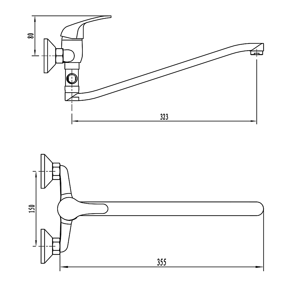 СоюзКран Смеситель для ванны с душем, плоский излив 35см, кер. картридж 35мм, хром, цинк, SK09-I102, арт.№ 567-020