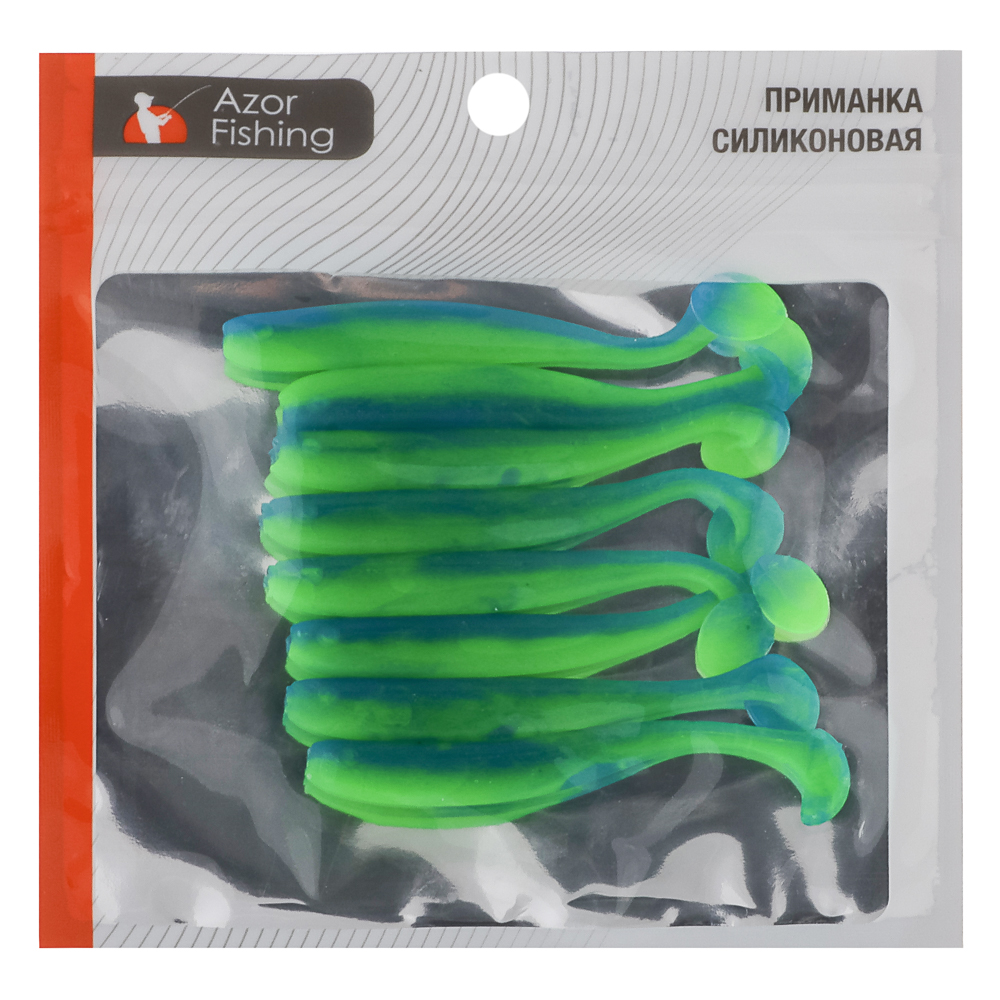 Приманка мягкая "Виброхвост оффсет 2.8" тм AZOR FISHING,силикон Премиум,70 мм,8 шт. в уп,микс цветов, арт.№ 145-085
