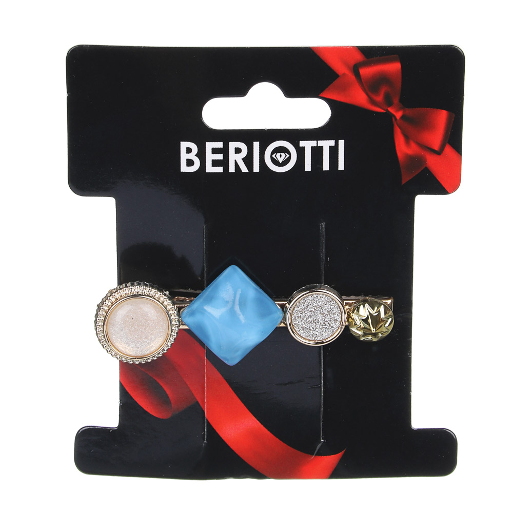 BERIOTTI Заколка, биж.сплав, пластик, 6см, 2 дизайна, ПР, арт.№ 321-305