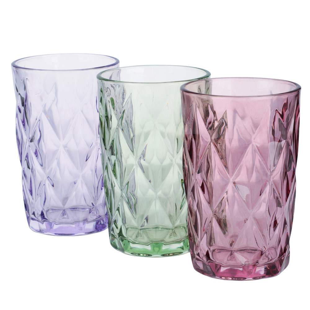 Набор стаканов тм MILLIMI Ромб, 350мл, стекло, 3 шт, цвет, арт.№ 878-709
