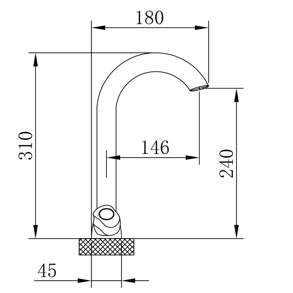 RAIN Смеситель для кухни Кварц, высокий поворотный излив, керам. кран-буксы 1/2, латунь, хром, арт.№ 561-327