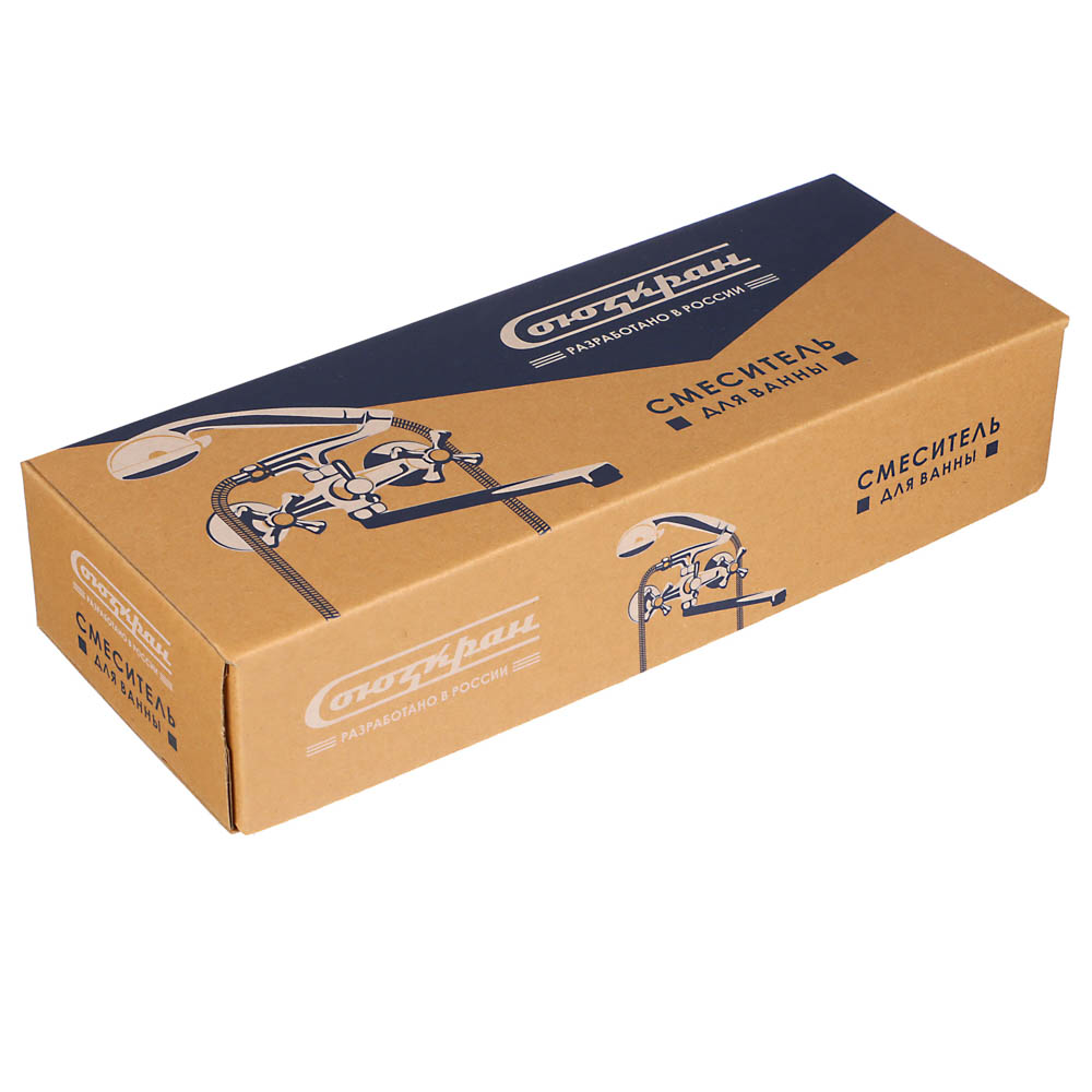 СоюзКран Смеситель для ванны с душем, круглый излив 30см, кер. кран-буксы 1/2, хром, цинк, SK08-S237, арт.№ 566-234