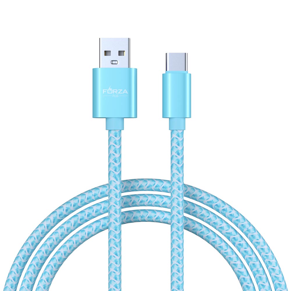 Кабель для зарядки USB(A)-Type C FORZA Волна, 1м, 2А, тканевая оплётка, 4 цвета, пакет, арт.№ 931-132