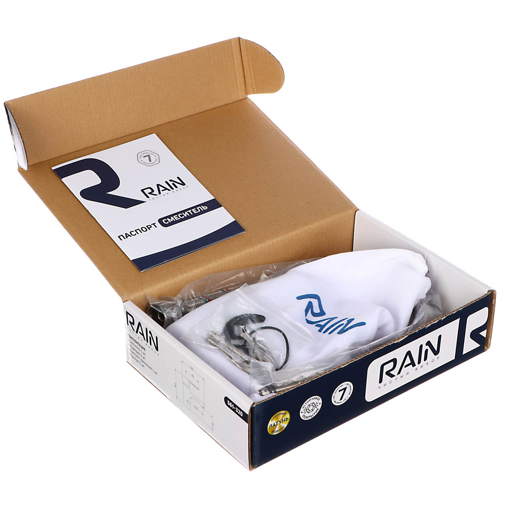 RAIN Смеситель для раковины Топаз, картридж 35мм, латунь, хром, арт.№ 561-320