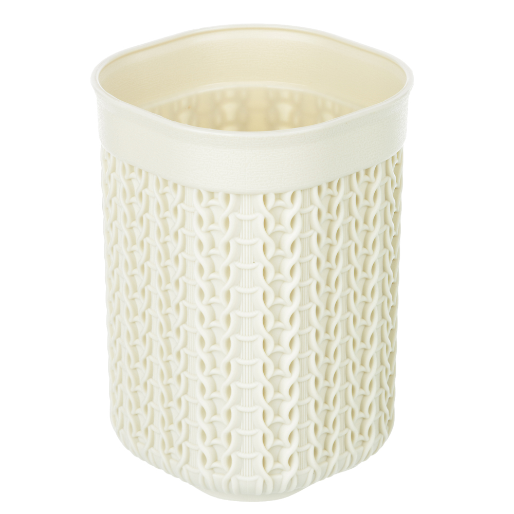 Стакан для ванной комнаты вязаный, полипропилен, 12х8,5х8,5 см, 3 цвета, арт.№ 463-951