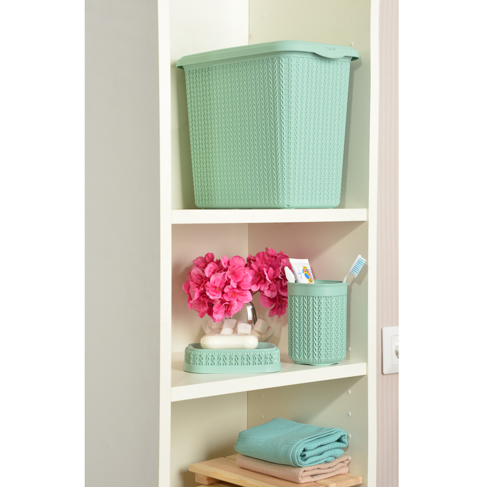 Стакан для ванной комнаты вязаный, полипропилен, 12х8,5х8,5 см, 3 цвета, арт.№ 463-951