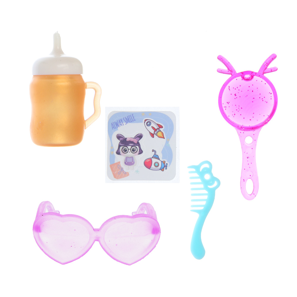 ИГРОЛЕНД Кукла-сюрприз в шаре-подставке, 7 пр., ПВХ, РР, 9,5х9,5х9,5см, 6 дизайнов, арт.№ 274-178