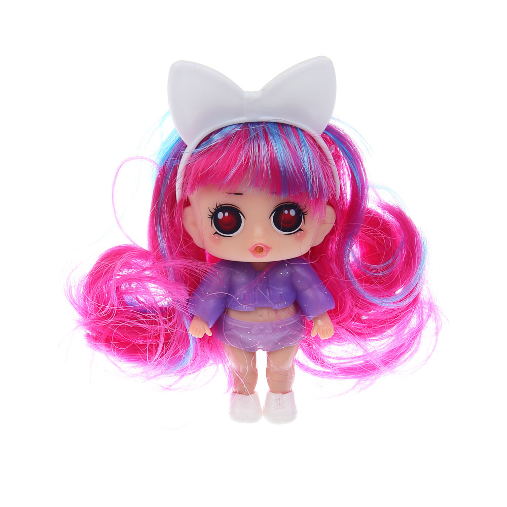 ИГРОЛЕНД Кукла-сюрприз в шаре-подставке, 7 пр., ПВХ, РР, 9,5х9,5х9,5см, 6 дизайнов, арт.№ 274-178