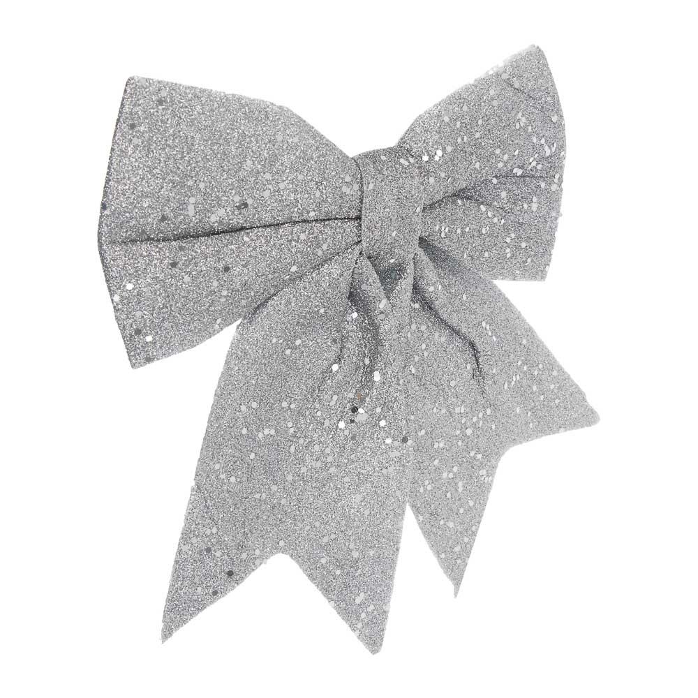 СНОУ БУМ Бант 20x21 см, полиэстер, серебро, арт.№ 376-821