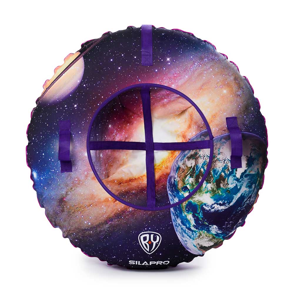 BY Вселенная Сноутьюб с сиденьем неоновый, d100см, оксфорд 600D, резина R16, ПВХ, 2хАА, 3 режима, арт.№ 112-044