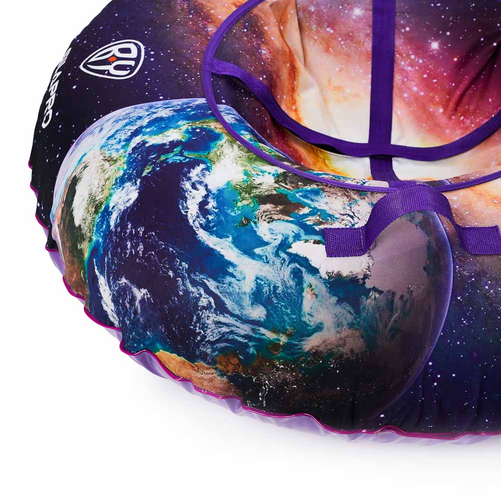 BY Вселенная Сноутьюб с сиденьем неоновый, d100см, оксфорд 600D, резина R16, ПВХ, 2хАА, 3 режима, арт.№ 112-044