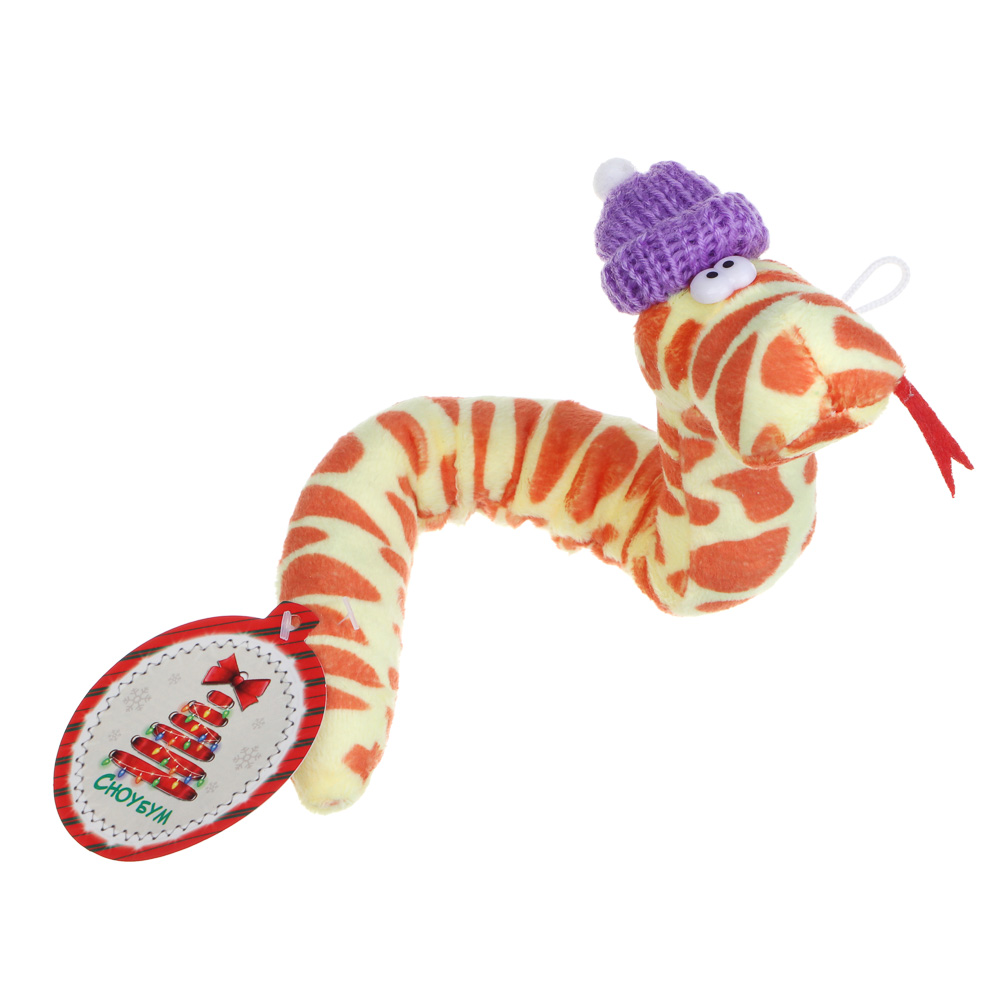 СНОУ БУМ Сувенир мягкий змейка, полиэстер, 28 см, 4 дизайна, арт.№ 394-016