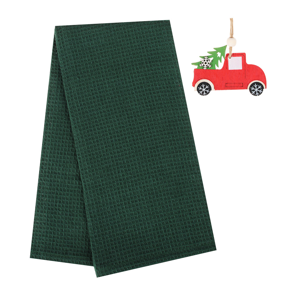 PROVANCE Асти Полотенце вафельное с сувениром, 100% хлопок, 40х60см, зеленый, арт.№ 492-133