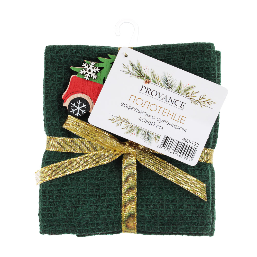 PROVANCE Асти Полотенце вафельное с сувениром, 100% хлопок, 40х60см, зеленый, арт.№ 492-133