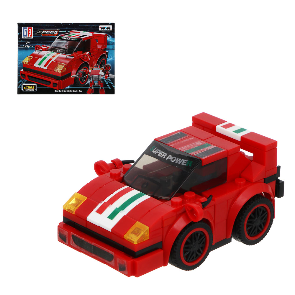 ИГРОЛЕНД Конструктор "Гоночные машинки", 117-123 дет., 21х4,3х15,5 см, ABS, 4 вида, арт.№ 265-678