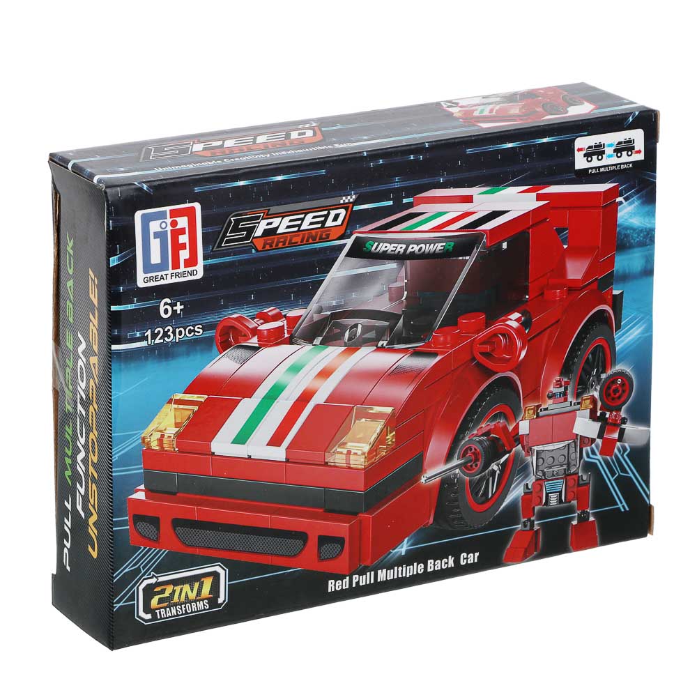 ИГРОЛЕНД Конструктор "Гоночные машинки", 117-123 дет., 21х4,3х15,5 см, ABS, 4 вида, арт.№ 265-678