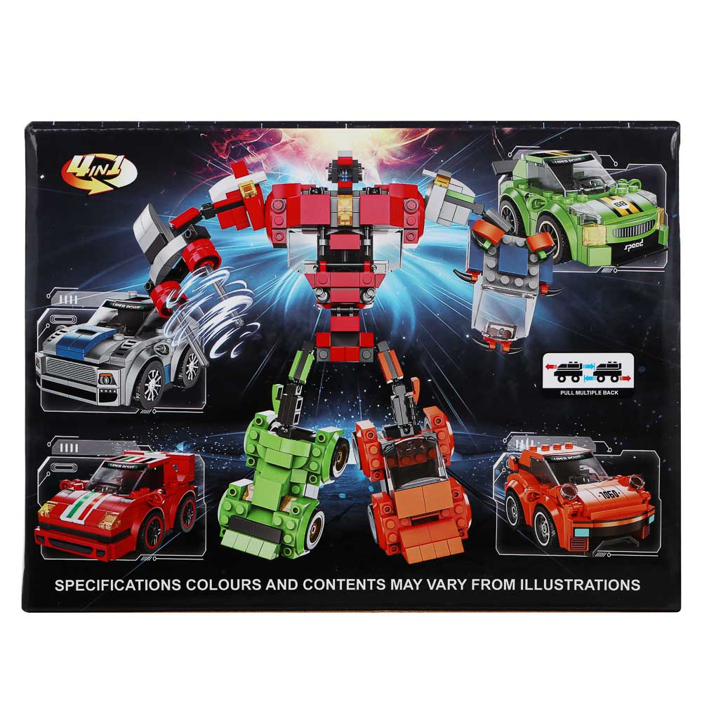 ИГРОЛЕНД Конструктор "Гоночные машинки", 117-123 дет., 21х4,3х15,5 см, ABS, 4 вида, арт.№ 265-678