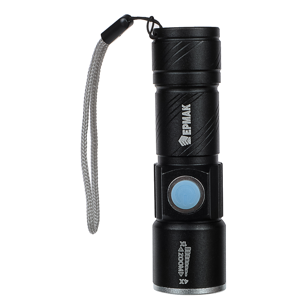 Фонарь ручной тм ЕРМАК,XPE,1200мАч,2,5х2,5х9,5см,3 режима,алюминиевый,с USB штекером,фокусировка, арт.№ 224-019