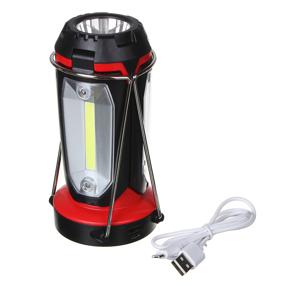 Фонарь светильник тм ЕРМАК, 1 LED, 3 COB, 800мАч, USB, 15х8.5х8.5см, 6 режимов, пластик, арт.№ 225-001