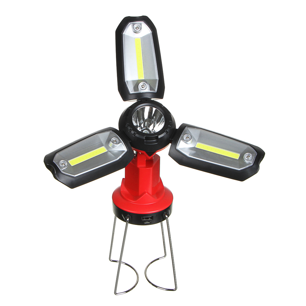 Фонарь светильник тм ЕРМАК, 1 LED, 3 COB, 800мАч, USB, 15х8.5х8.5см, 6 режимов, пластик, арт.№ 225-001