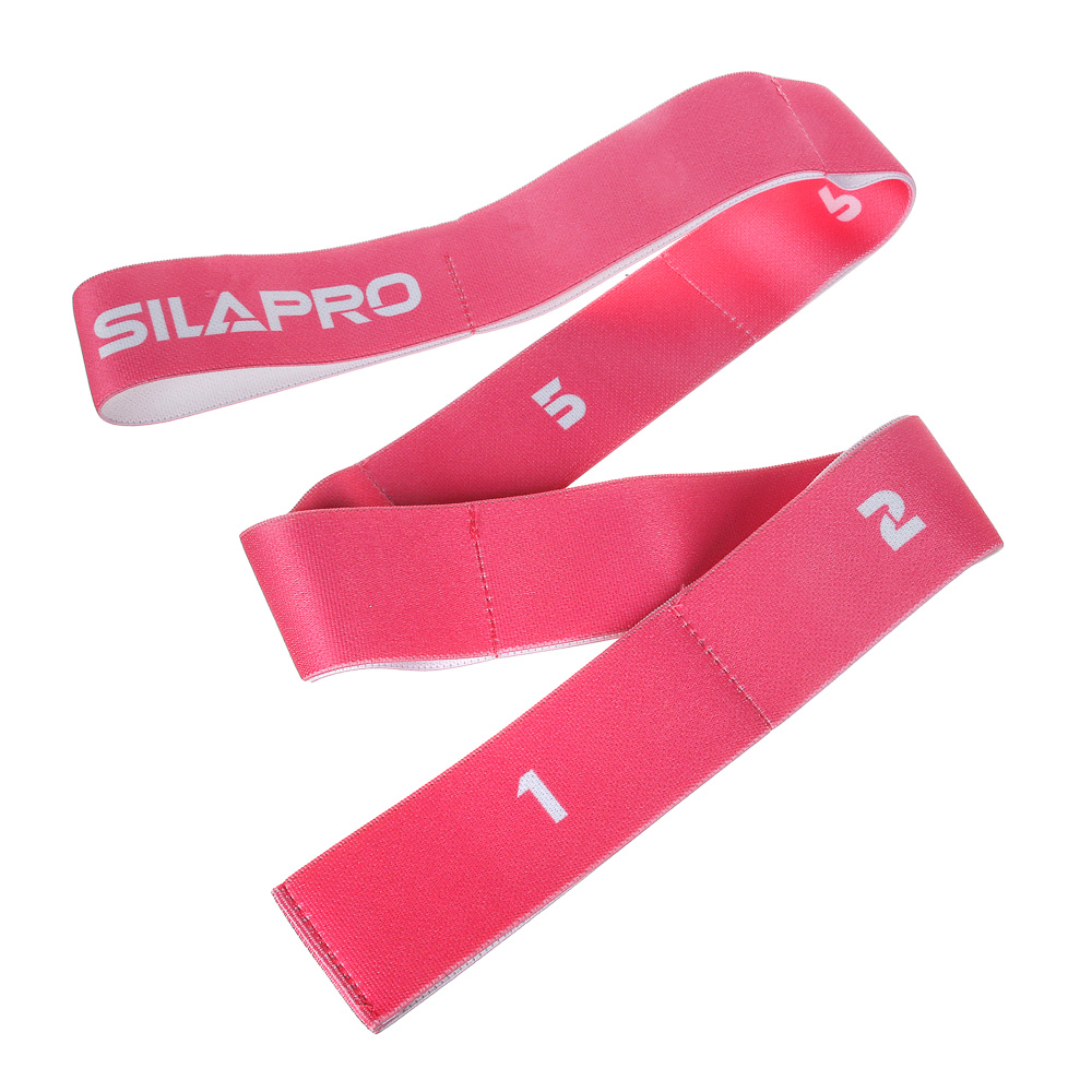 SILAPRO Эспандер-лента с 8 захватами для йоги, растяжки и пилатеса, 90x4см, сопр. 7-10кг, 2 цвета, арт.№ 093-012