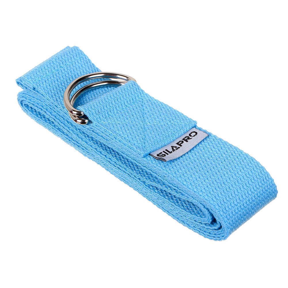 SILAPRO Ремень для йоги, растяжки и пилатеса с кольцами, 180x3,8см, хлопок, 5 цветов, арт.№ 093-011